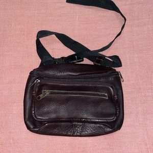Unisex Brown Genuine Leather Fanny/ waist bag / Cross Body Bag